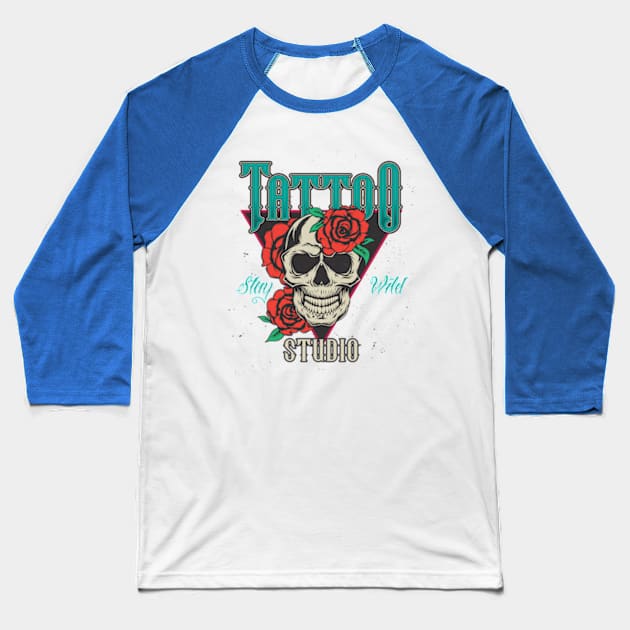 Tattoo Studio Stay Wild Cool Design Baseball T-Shirt by Hariolf´s Mega Store